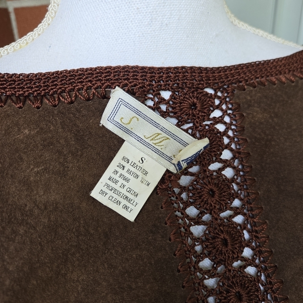 Vintage SMH Crochet Leather 2 Piece Jacket & Trouser Set - Picture 14 of 14